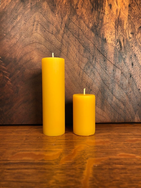 Beeswax Pillar Candle 1.25 Wide 2 Sizes 100% Pure Beeswax