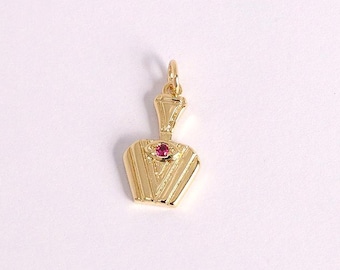 3Pcs Square Bottle Pendant,18K Gold Plating Zircon Bottle Pendant,Water Bottle Necklace Charms,DIY Jewelry Making Supplies