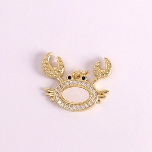 3pcs Gold Crab Pendant,18K Gold Filled Enamel Crab Pendant,Ocean Charms Bracelet Necklace,DIY Jewelry Making Supply