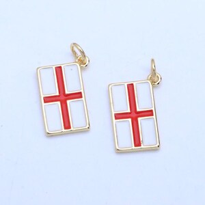 3 piezas de dijes de bandera esmaltados, colgante de cruz rectangular chapado en oro de 18 quilates, delicado dije de bandera nacional para la creación de joyas DIY, dijes para pulseras y collares