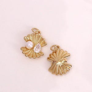 3 Stücke Gold Muschel Anhänger, 18K Gold Zirkon Perle Muschel Anhänger, Strand Anhänger, Perle Muschel Halskette Anhänger, DIY Schmuckherstellung Versorgung