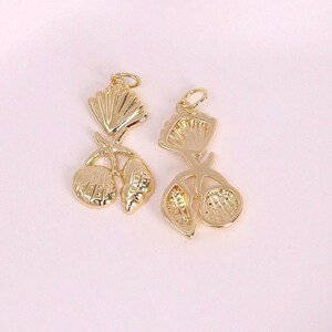 3Pcs beach pendant,18K gold plated,starfish/shell pendant,sea life Charm,for diy necklace bracelet jewelry making findings