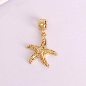3Pcs Starfish Charms,18K Gold Starfish Pendant,Sea Life Pendant,Starfish Charm Bracelet Necklace,DIY Jewelry Making Supply