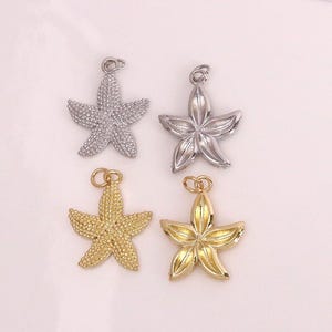 3Pcs Dainty Starfish Pendant,18K Gold Starfish Charms,Ocean Pendant,Sea Life Pendant,DIY Jewelry Making