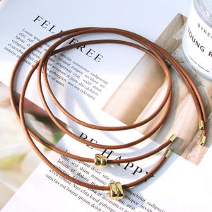 5 st läderhalsband, justerbart snörehalsband, 18K guldpläterat spänne, halsbandstyp, minimalistiskt, smyckesband