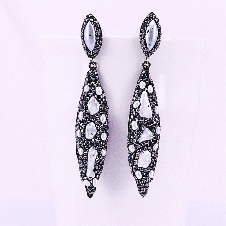 13Pair Natural Pearl dangle earrings pave rhinestone drop earrings gem Fashion jewelry