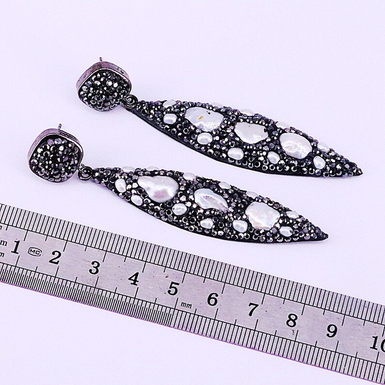 13Pair Natural Pearl dangle earrings pave rhinestone drop earrings gem Fashion jewelry