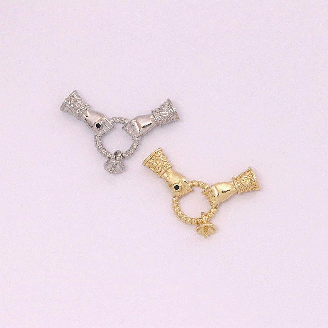 3pcs 18K Gold Hand Clasp,with Cord End Cap,pearl Necklace