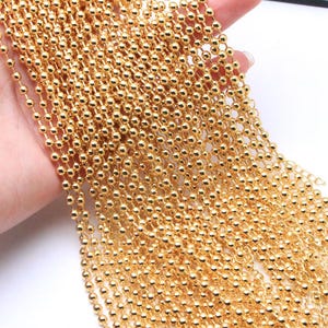 5 st 18K guldpläterade kulkedjehalsband, fina pärlkedja 3 mm 4 mm 6 mm 8 mm 10 mm