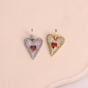 3Pcs Zircon Heart Pendant, 18K Gold Filled Love Charm，Delicate Heart Pendant，DIY Jewelry Accessories