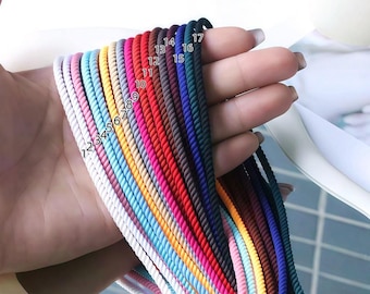 5Pcs Colorful Braided Silk Rope Necklace,3mm Thickness Rope With 18K Gold Plated Clasp and End Caps