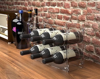 Transparent plexiglass wine rack for 6 bottles with 85mm diameter - acrylic bottle rack