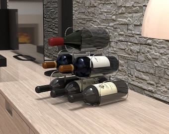 AGPLEX - Clear plexiglass table wine rack ideal for kitchen, hall, wine cellars and bars