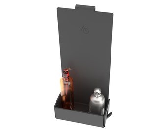 Agplex - Porte-savon de douche suspendu avec porte-serviettes en plexiglas noir mat