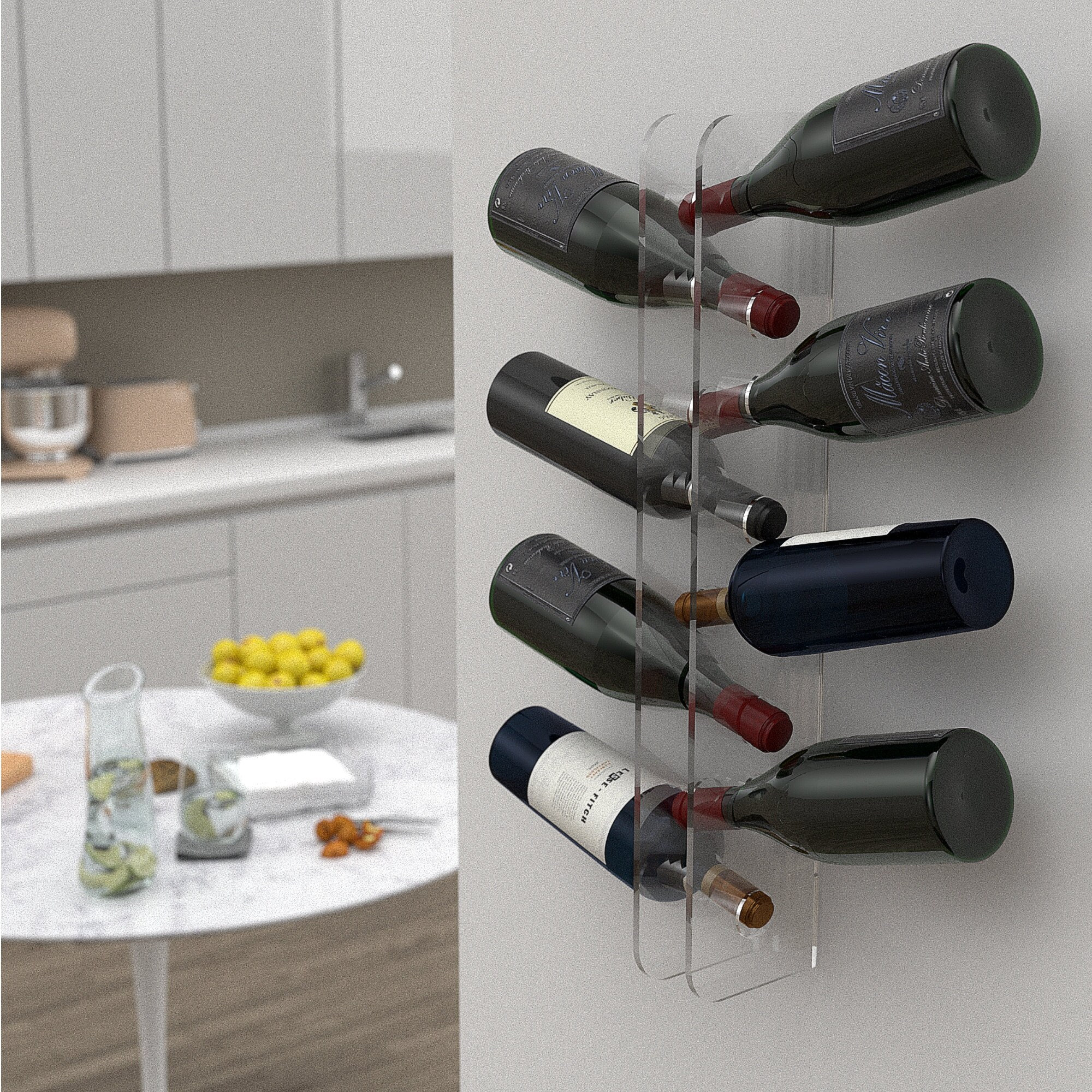 Casiers à vin industriels fixés au Mur, Support en Verre de Porte-Bouteille  en métal Rustique, Support de Rangement pour étagère Flottante en Bois à 2  Niveaux pour Les Bars de Cuisine à