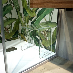 140 Agplex - Plexiglass shower stool - Transparent design ideal for both bathroom and hall or &#39;entrance - Thickness 12mm