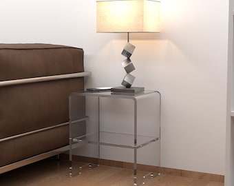 Agplex - Plexiglass nightstand with shelf - Transparent design ideal for shower, hall or entryway - 12mm thickness