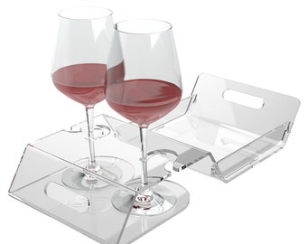 Agplex - Transparent Plexiglass Aperitif Tray with Tapas Container and Glass Holes