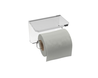 Agplex - Porte-rouleau de papier toilette mural avec support pour téléphone portable - Porte-papier toilette en plexiglas transparent