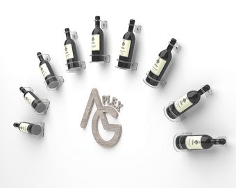 Agplex - Espositore bottiglia di vino da parete trasparente - Portabottiglie singolo a parete trasparente per casa, bar, enoteche, cantine