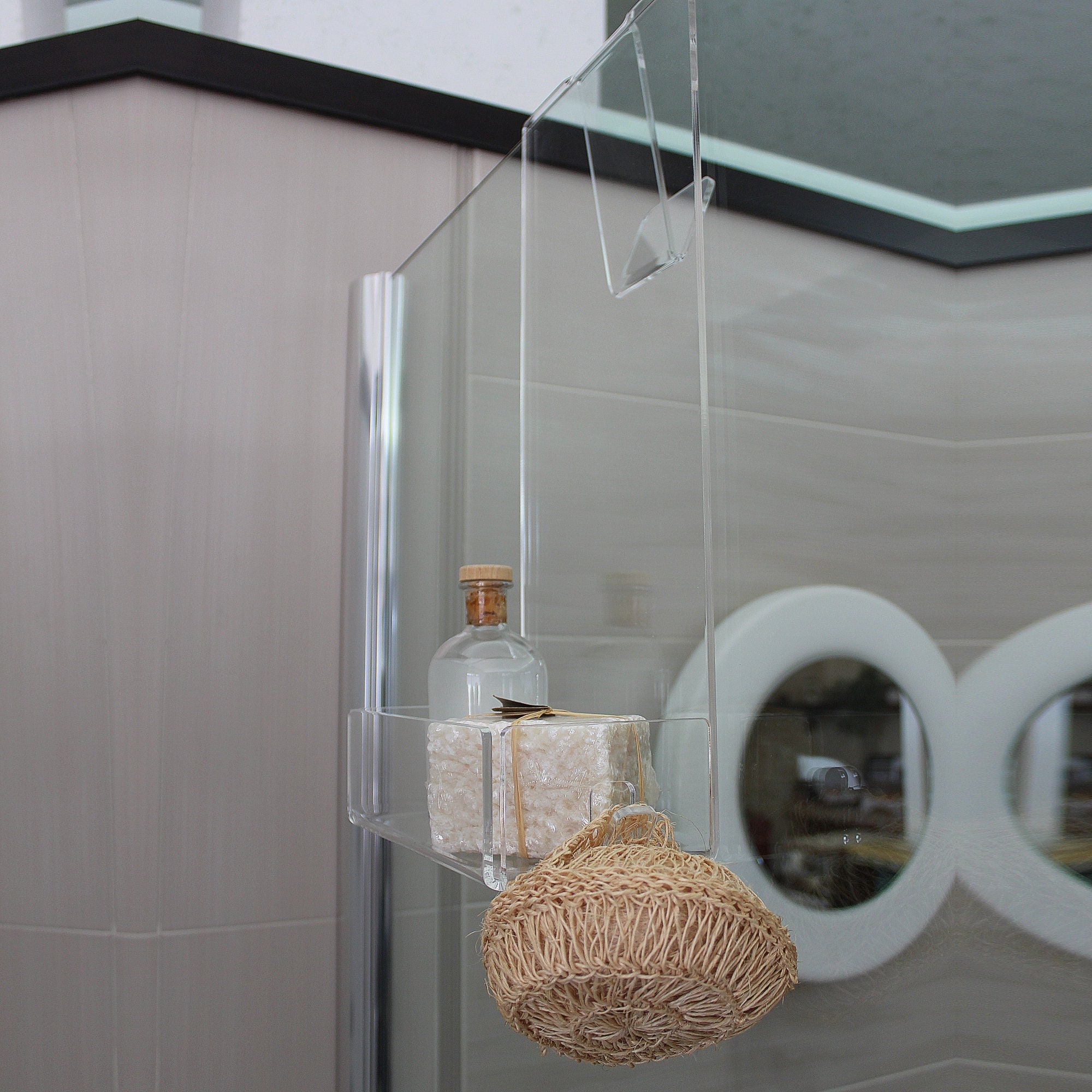 Agplex Portasapone doccia in plexiglass con porta asciugamani Mensola per  doccia Misure in cm 24x20xh45 -  Italia