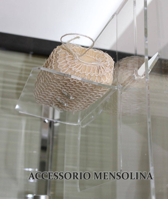 Agplex Portasapone da doccia in plexiglas trasparente con 2 porta  asciugamani Mensola per doccia Misure in cm 38,8x22xh47,5 -  Italia