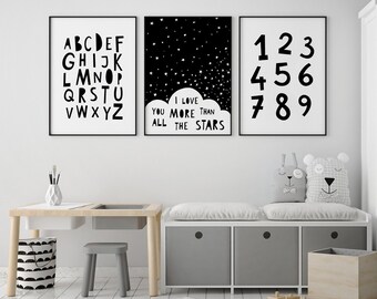 black and white nursery decor