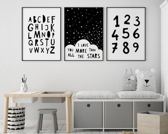 monochrome children's bedroom