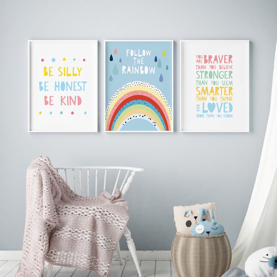 Kids Room Decor, Nursery Quote Prints Set of 3, Girls Room Decor, Modern Kids Prints, Printable ...