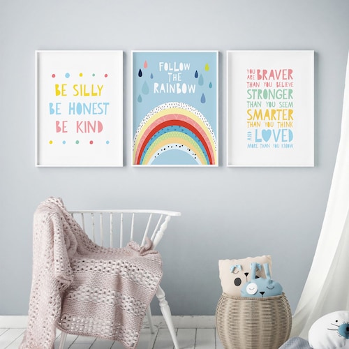 Kids Room Decor Nursery Quote Prints Set of 3 Girls Room Etsy