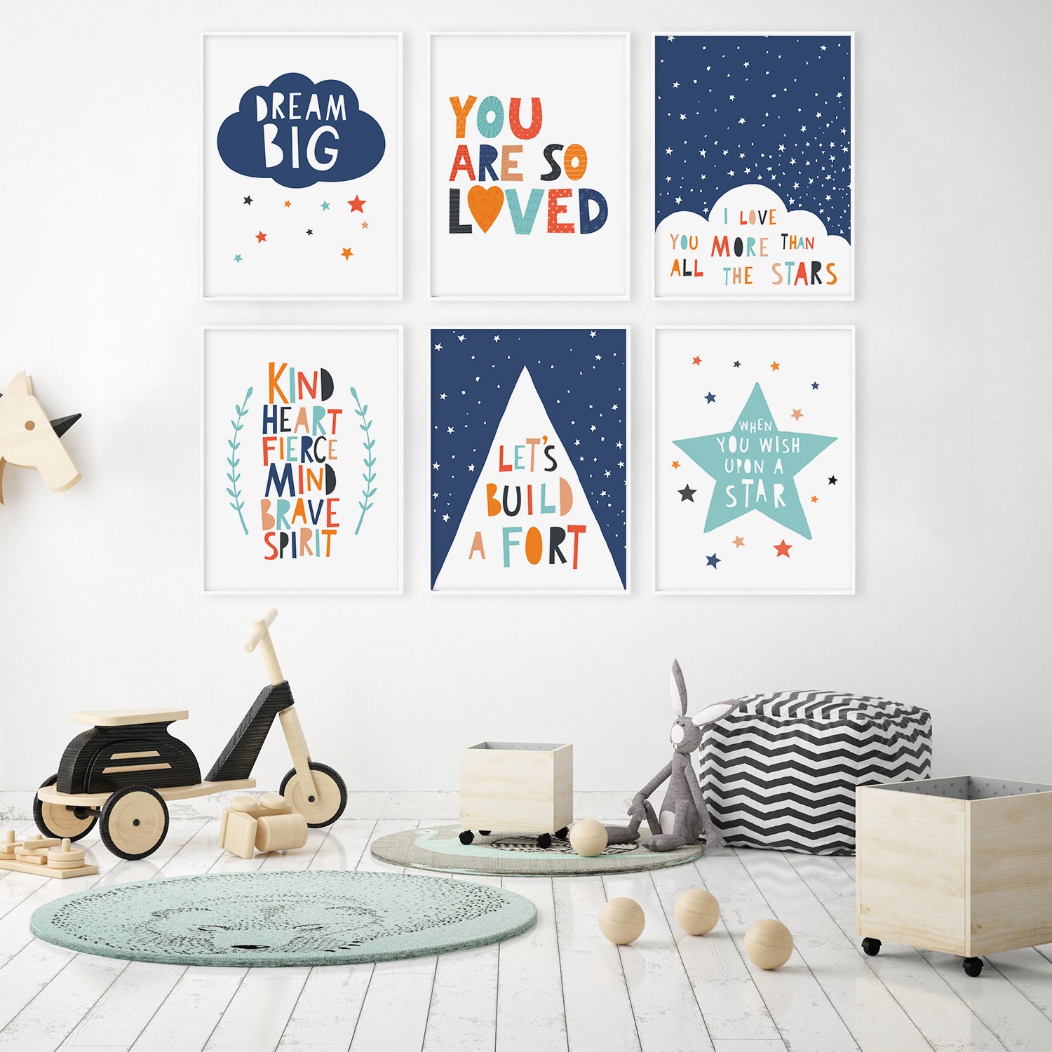 Playroom Decor Kids Wall Art Set of 6 Posters Playroom Wall Etsy