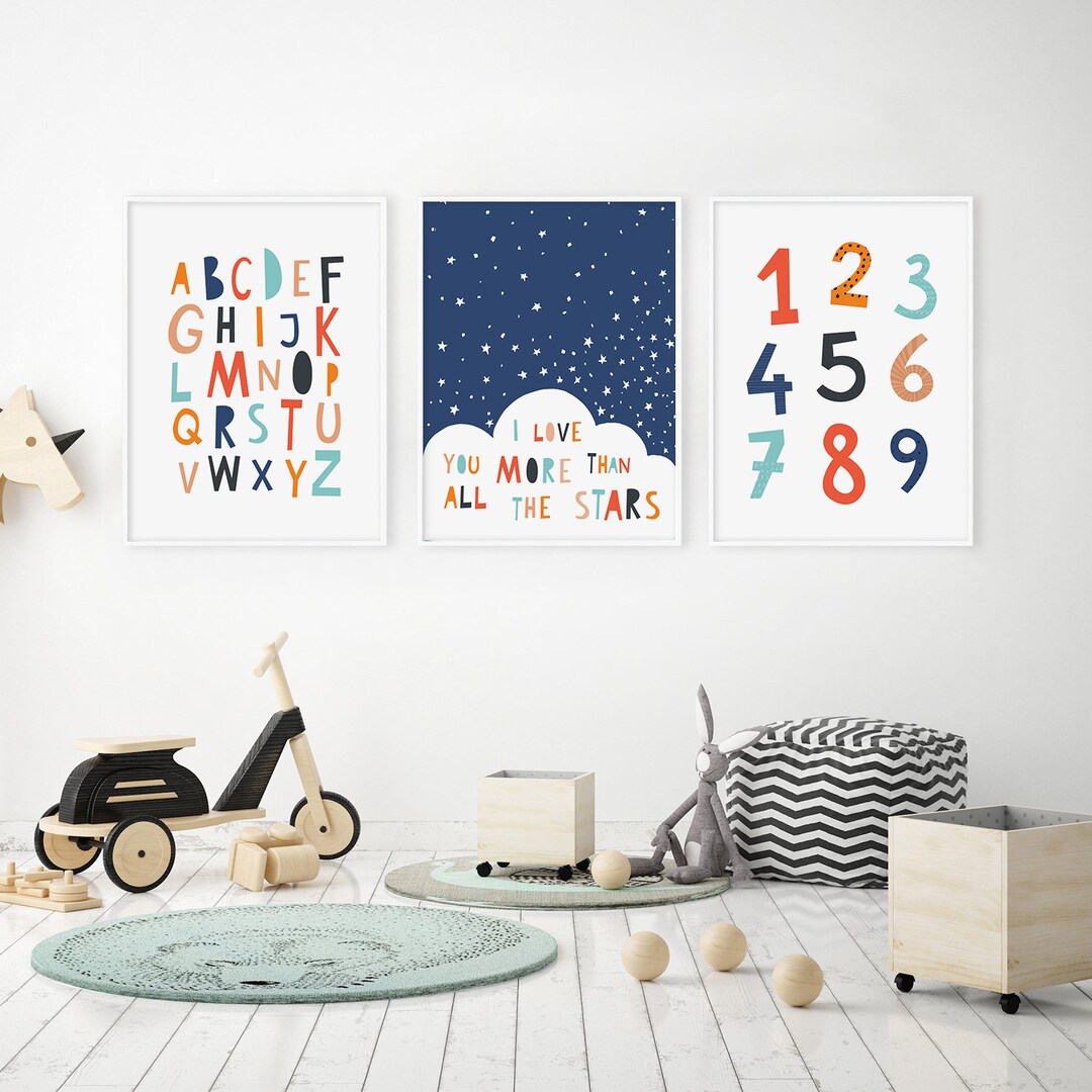 Set of 3 Nursery Decor, Wall Art Prints for Kids, Scandi Decor ...