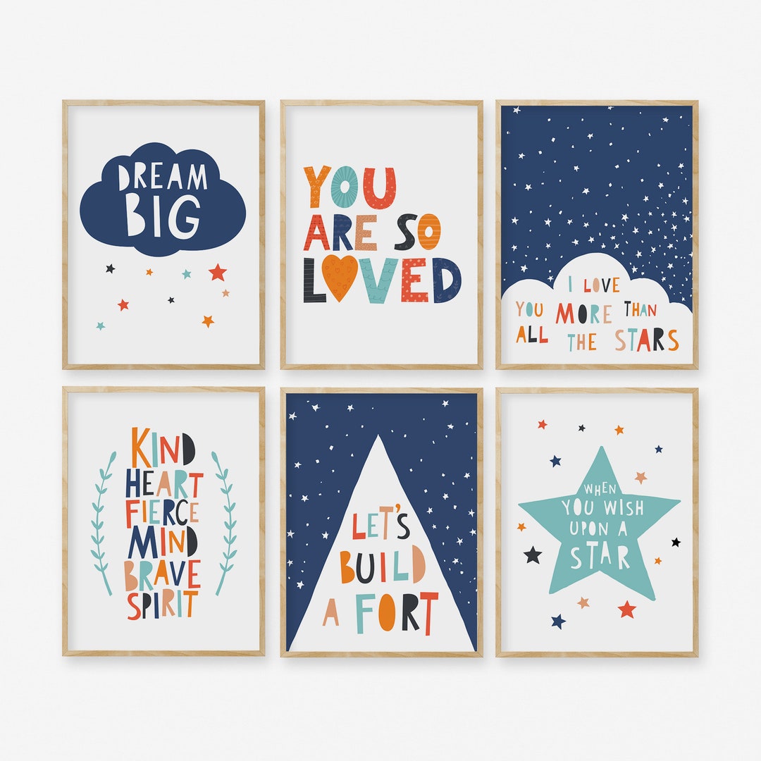 Nursery Printables, Kids Wall Art Set of 6, Playroom Wall Art, Nursery ...