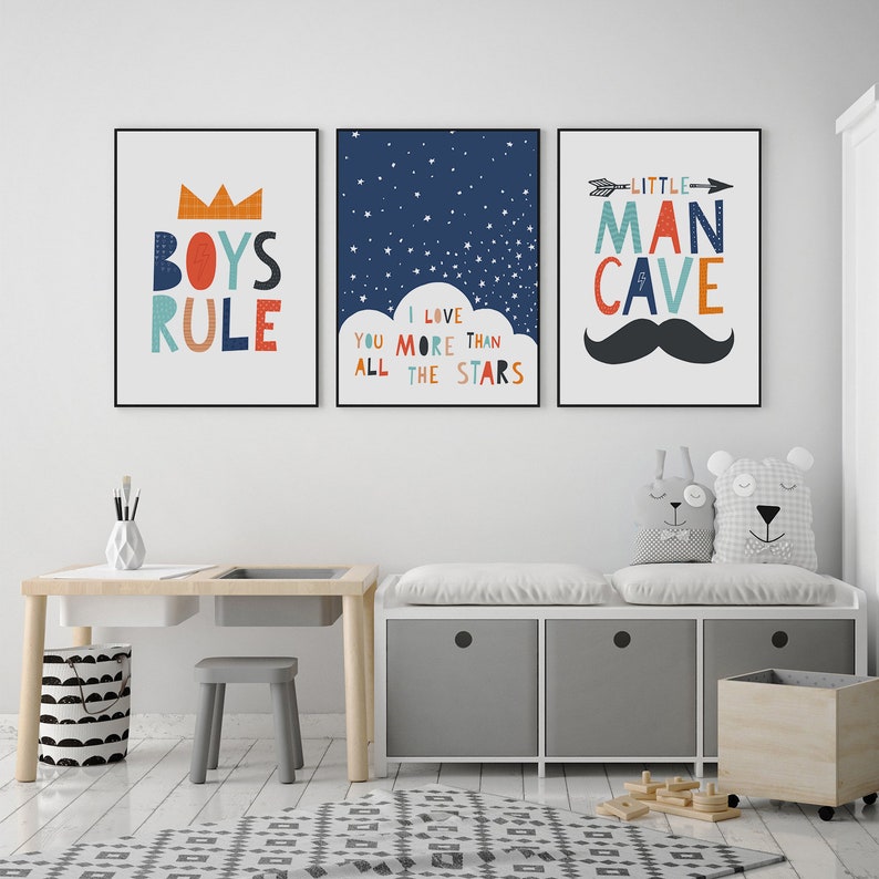 Boys Bedroom Decor Set of 3 Printables Kids Wall Art Boys - Etsy