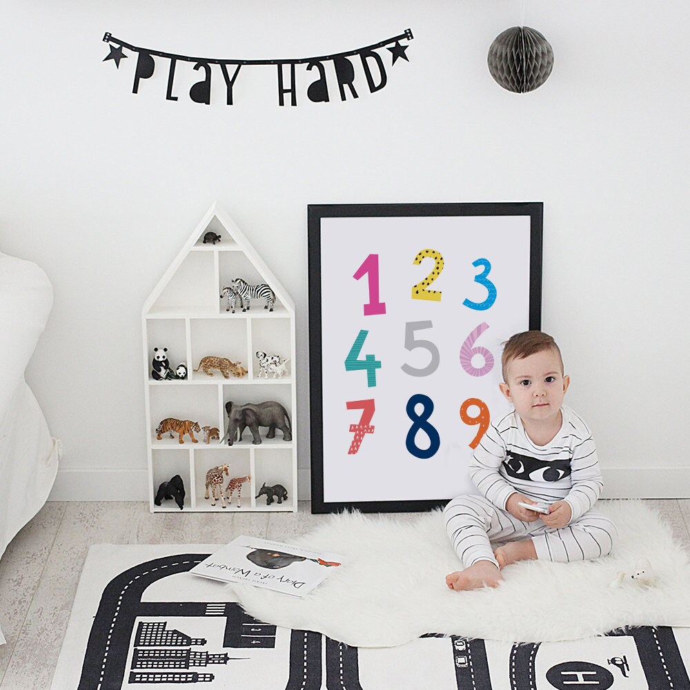Numbers print number printable art nursery print Mini | Etsy