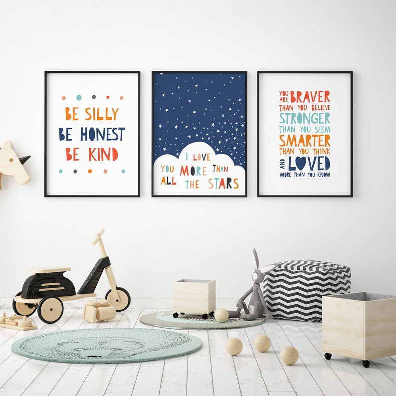 3er Set Kinderzimmer Drucke Kinder Wandkunst Kinder Spruch Etsy