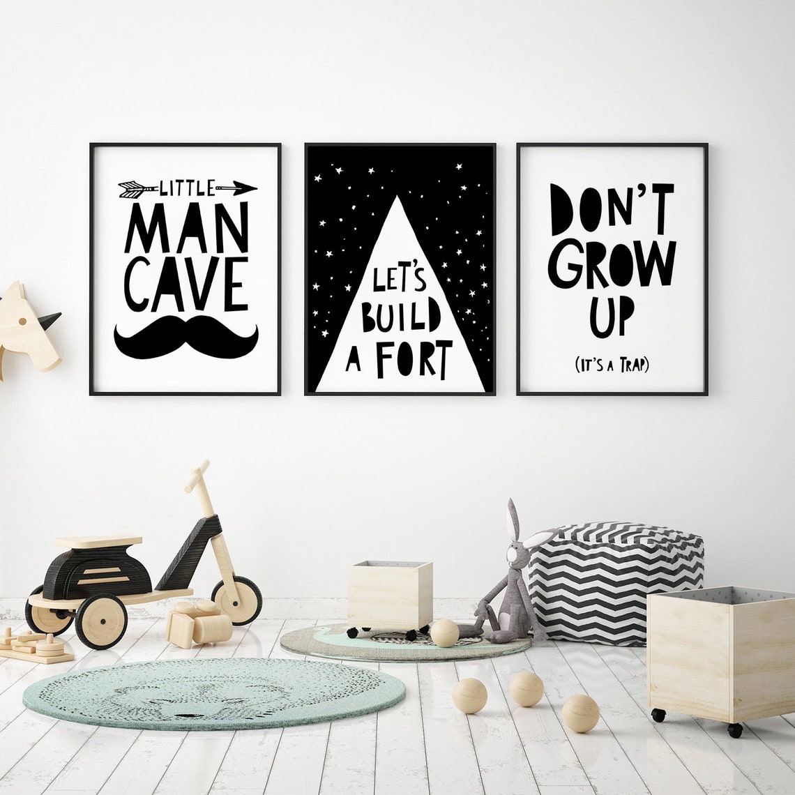 Boys Nursery Wall Art Set of 3 Prints Kids Wall Art Little Etsy