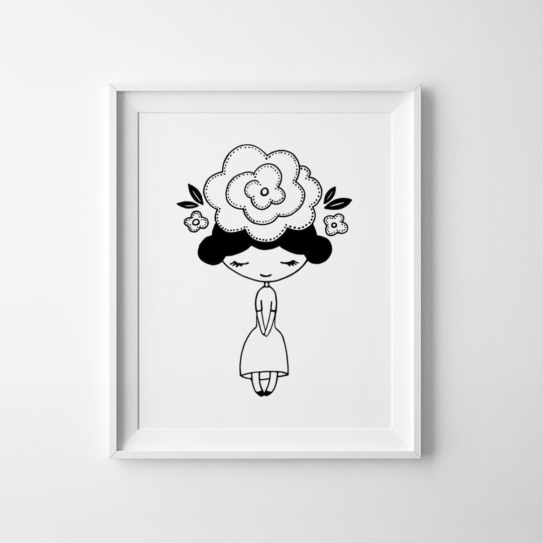 Nursery Wall Art, Girls Room Decor, Black and White Nursery Poster