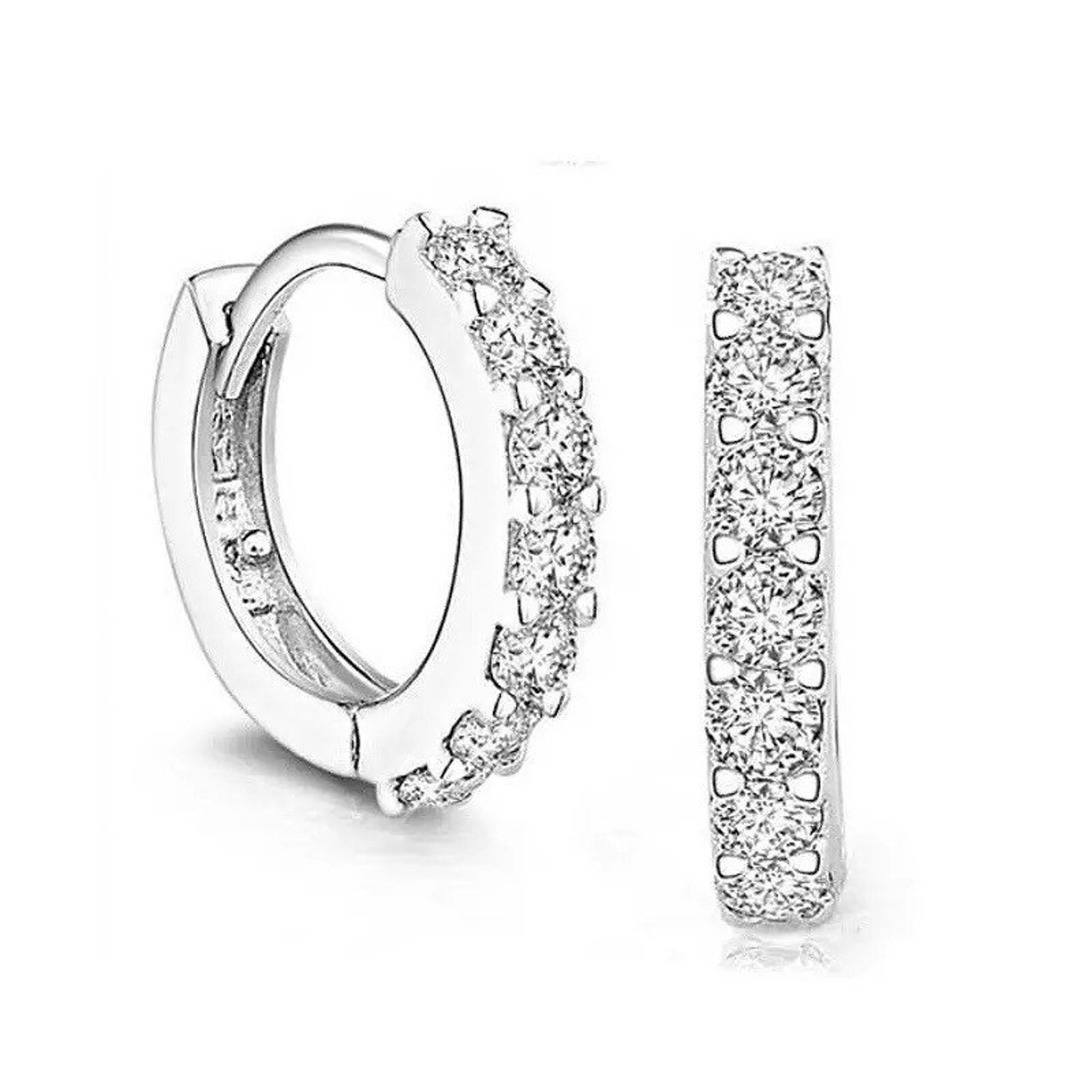 Gold Plated Huggie Hoops with Cubic Zirconia 10mm Mini Hoop Etsy