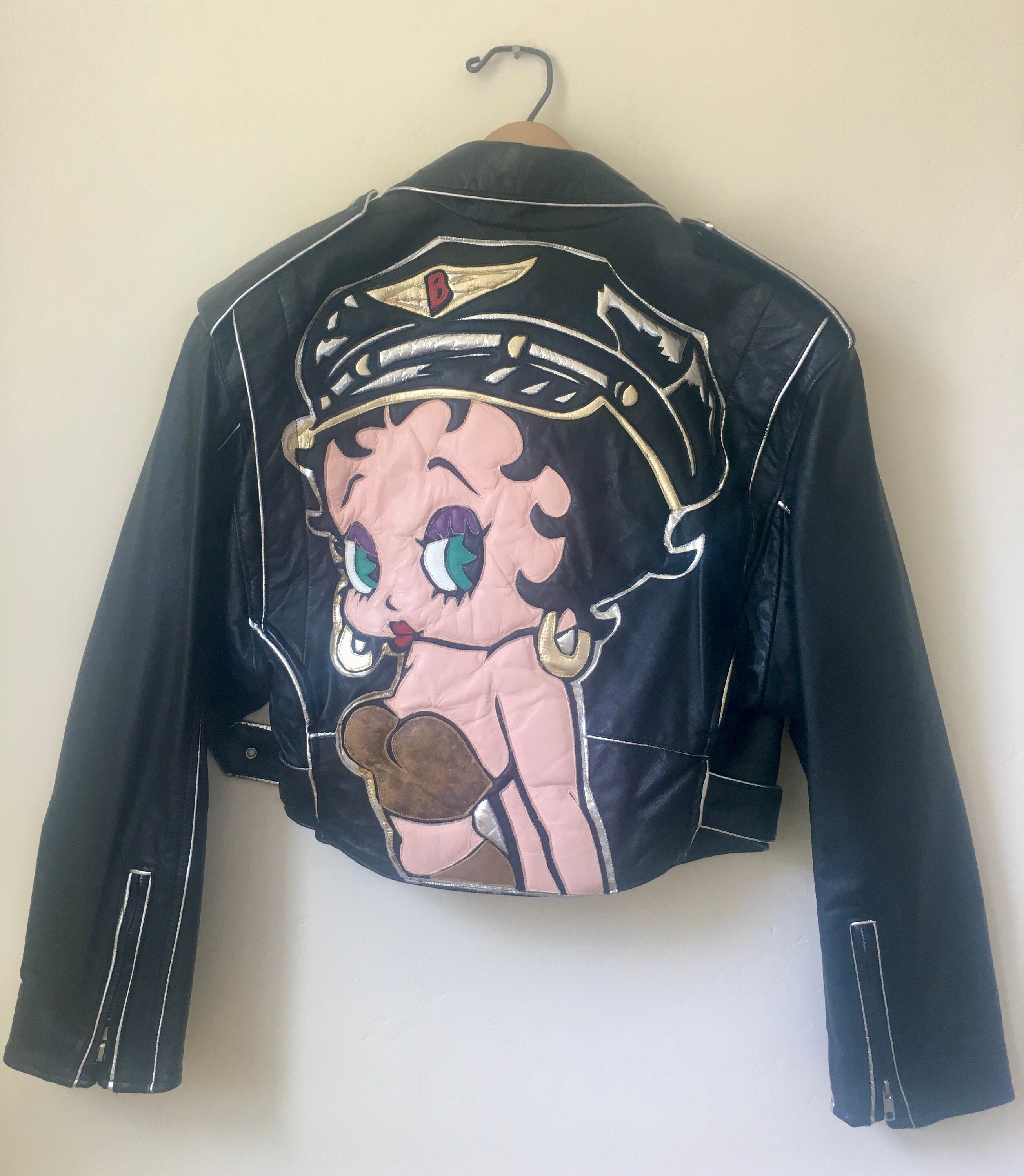 Betty Boop Vintage Biker Leather Jacket Size XL