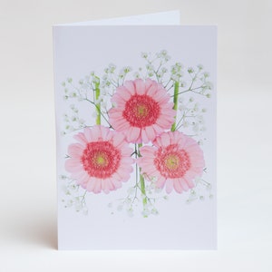 Florecitas - Notas - Tarjetas de agradecimiento - Paquete de 5 con sobres - Flor Germini - Interior en blanco - Vendido exclusivamente por AM Fine Art GB