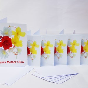 Festa della mamma - OFFERTA SPECIALE - Carta festa della mamma con busta - 5 notelette abbinate con buste - Fiori di Begonia - Tutto vuoto all'interno
