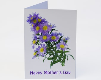 Mother’s Day Card – Michaelmas Daises - Blank Inside – Complete with Envelope - Exclusivement vendu par AM Fine Art GB