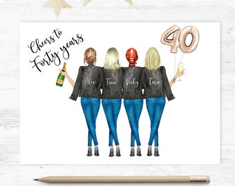 Personalisierte 40.Geburtstagskarte, Freund Schwester Geschenk