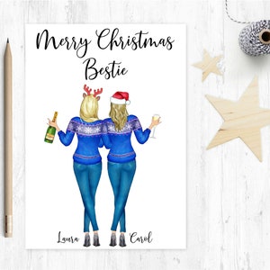 carte de Noël meilleur ami, carte de Noël sœur, carte de Noël meilleur ami, carte de Noël meilleure amie personnalisée, noël bestie