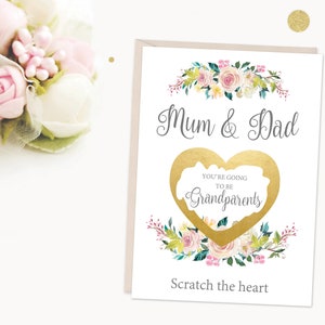 vous allez être grands-parents, grands-parents scratch carte, révéler la grossesse, la grossesse annonce, zéro et révèlent grands-parents