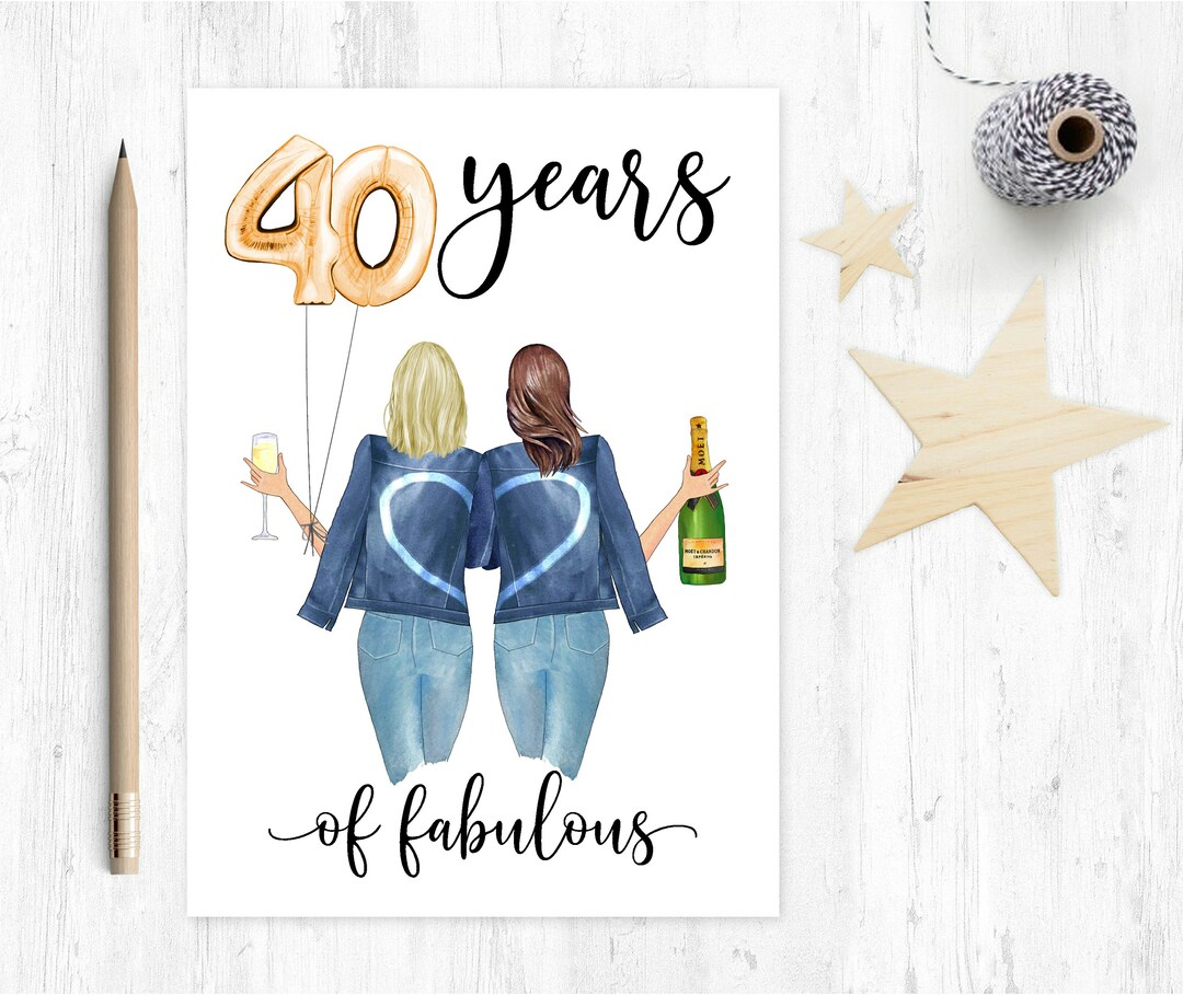 Best Friend 40th Birthday Card, Sister 40th Birthday Card, Best Friends ...