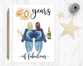 Freunde 40. Geburtstagskarte, personalisiertes Meilensteingeschenk