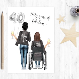 cartão de aniversário de 40 anos de irmã, cartão de aniversário de irmã personalizado, irmã mais velha, cartão de aniversário de irmã mais nova, cartão de aniversário de 40 anos de irmã fabulosa