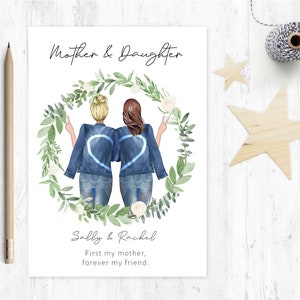 erste meine Mutter für immer mein Freund, Mutter und Tochter Karte, personalisierte Muttertagskarte, Mama und Tochter, Mama Geburtstagskarte
